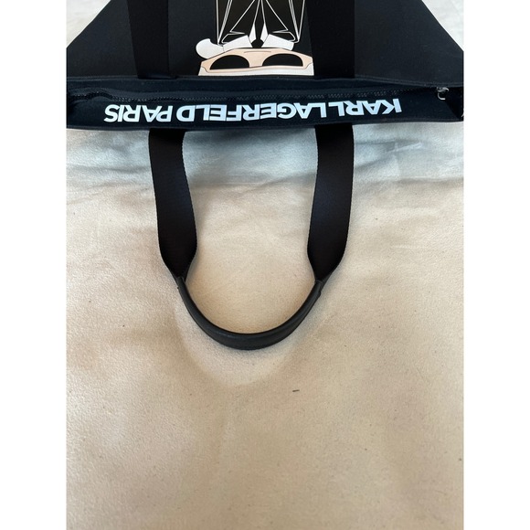 Karl Lagerfeld Paris Black Tote Bag Karl and Choupette Graphic LH0AG807 - Picture 2 of 16